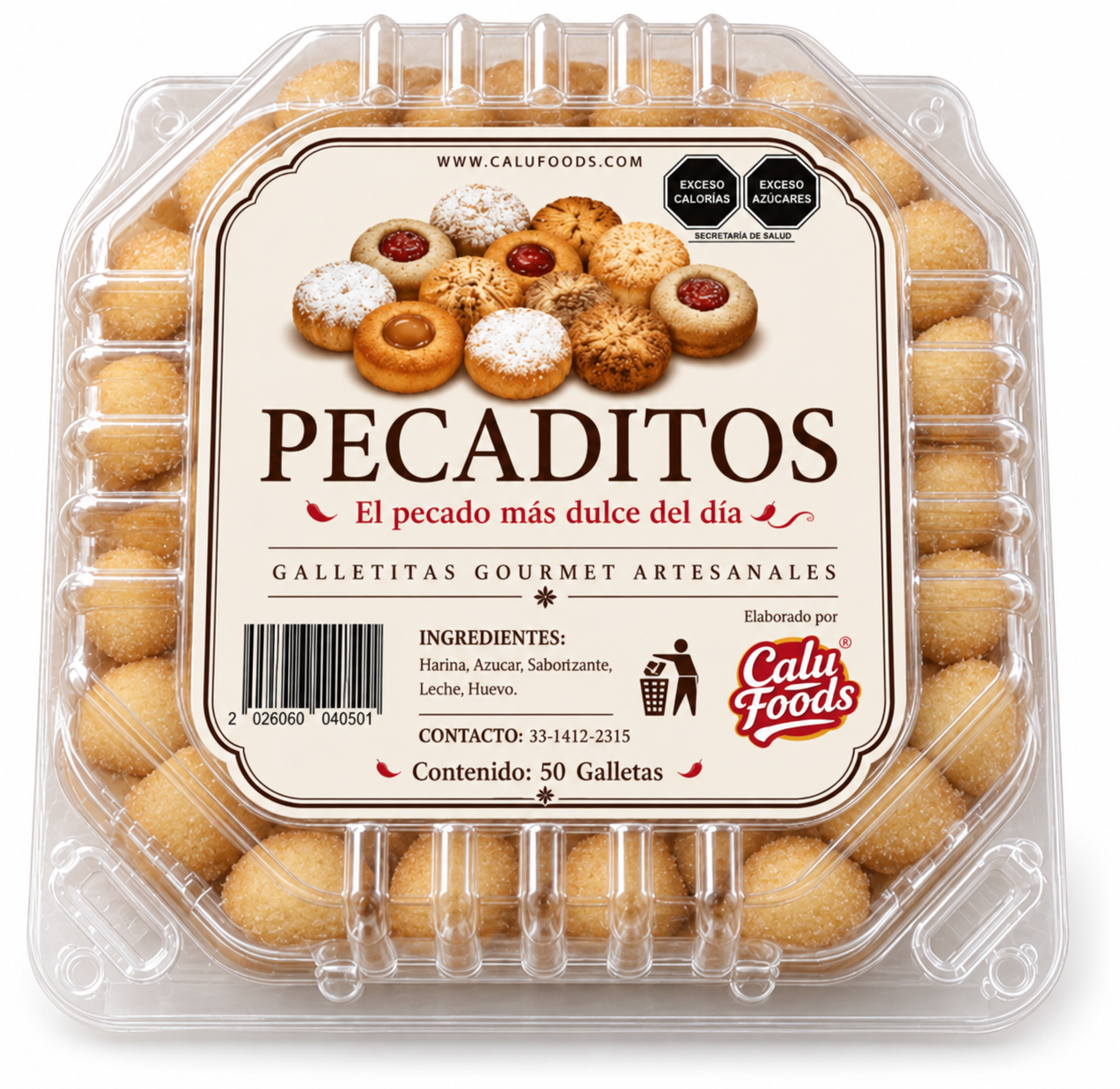 Caja de galletitas Pecaditos; imagen ilustrativa del contenido